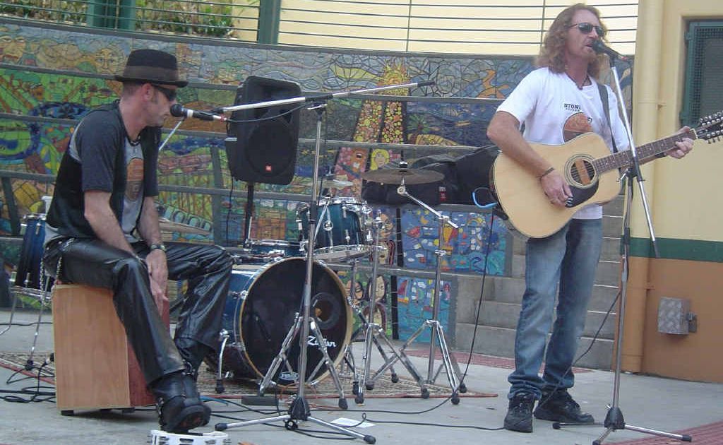 Scott Astill and Nudge from Stone Crazy, based in Widgee, had Mary St cruising along to their original music. Scott Astill and Nudge from Stone Crazy, based in Widgee, had Mary St cruising along to their original music.